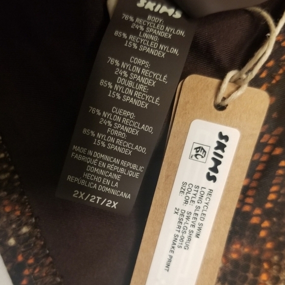 New! SKIMS Swim Long Sleeve Shrug Swim Top Desert Snake Print 2X - Picture 5 of 6